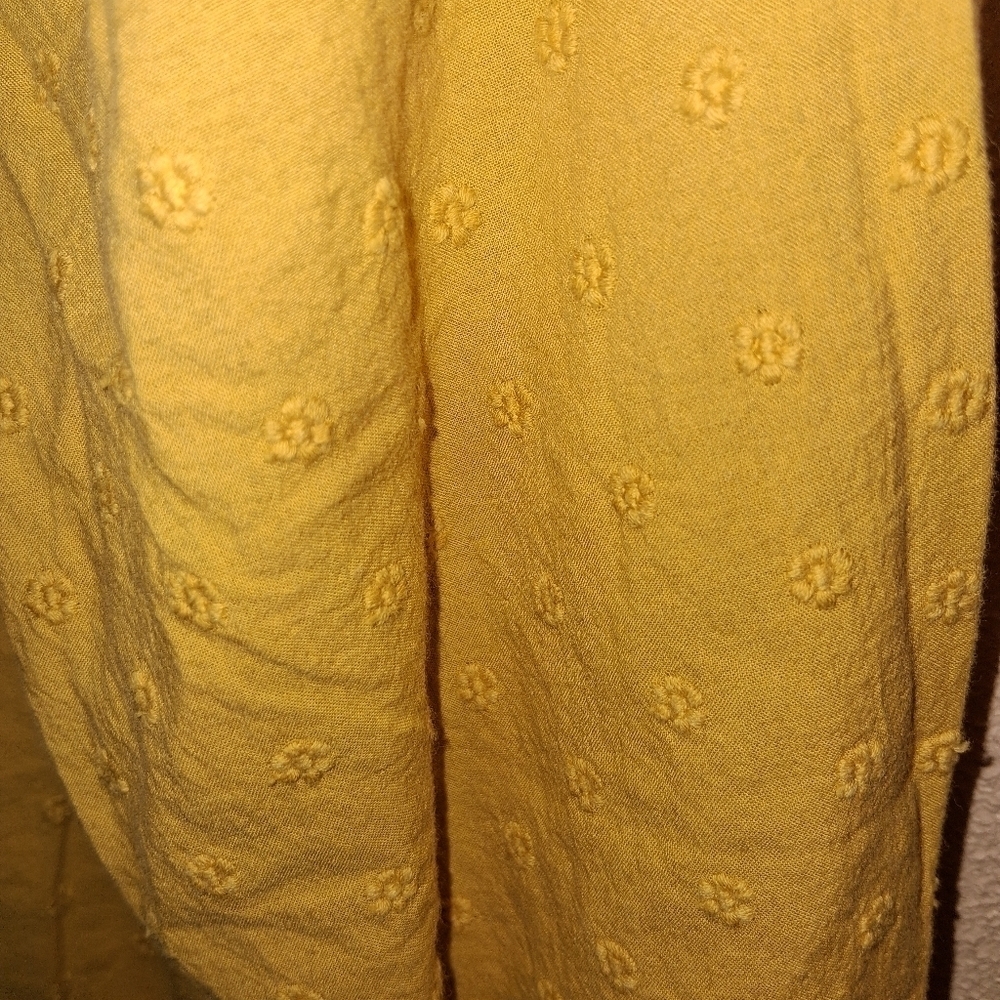 Madewell Floral EmbroideredMustard Yellow  Smocked Neck Raglan Top XXS - Picture 7 of 10